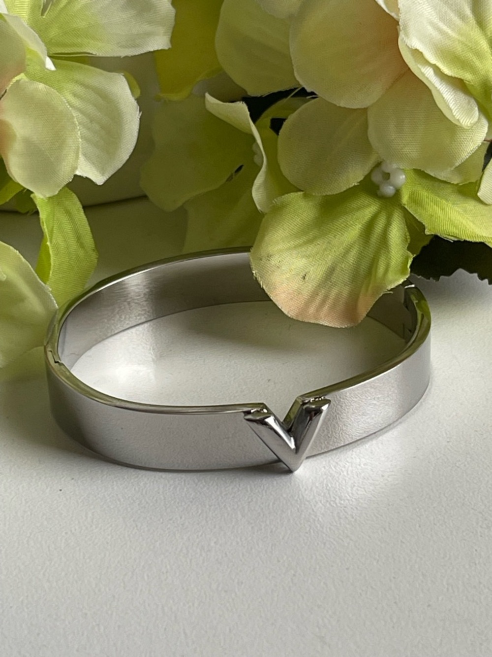 Silver V-Accent Cuff Bracelet